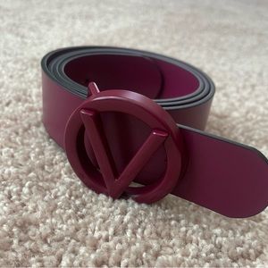 Authentic Valentino By Mario Valentino Giusy Leather Belt - Large Pink / Fuchsia